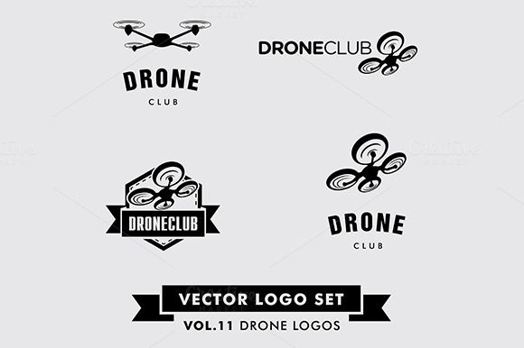 580x386 Drone Vector Logo Set On Logo Design