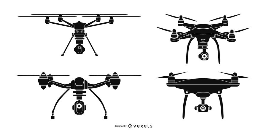 900x450 Drone Silhouette Set