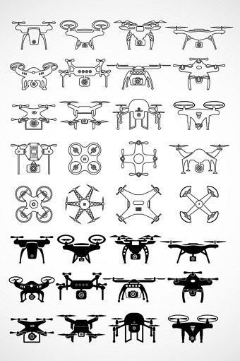 340x511 Drone Silhouette Vector Material