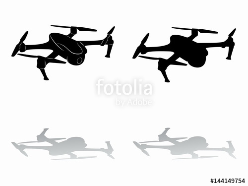 500x375 Silhouette Of A Drone Flying, Vector Draw Stock Image And Royalty