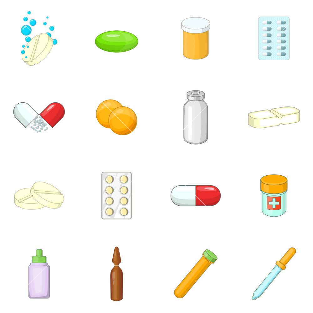 1000x1000 Medicine Drugs Icons Set Cartoon Illustration Of Medicine