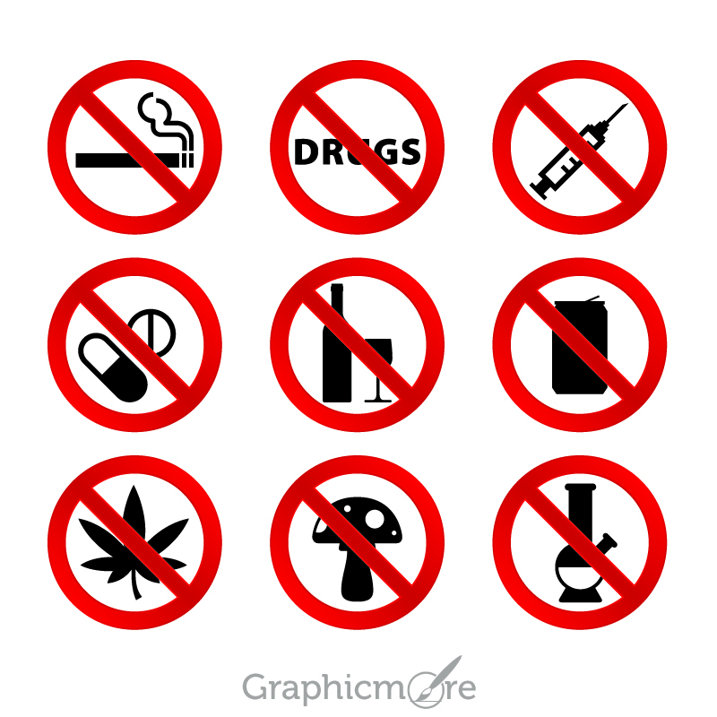 800x800 No Drugs Icons Set Design Free Vector Download
