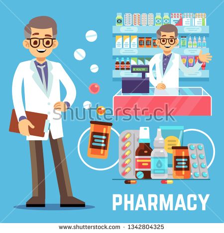 450x470 Stock Vector Vector Pharmacy Elements With Male Pharmacist