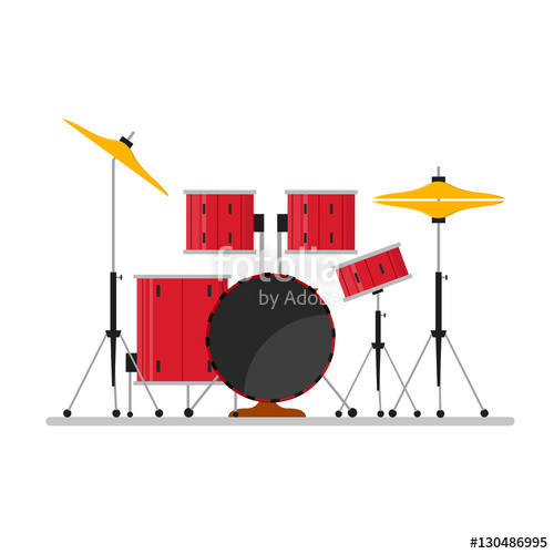 500x500 Cartoon Color Drum Kit Or Set Vector Stock Image And Royalty