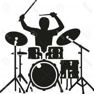 300x300 Photostock Vector Drum Kit With Drummer In Action Wallkeeper