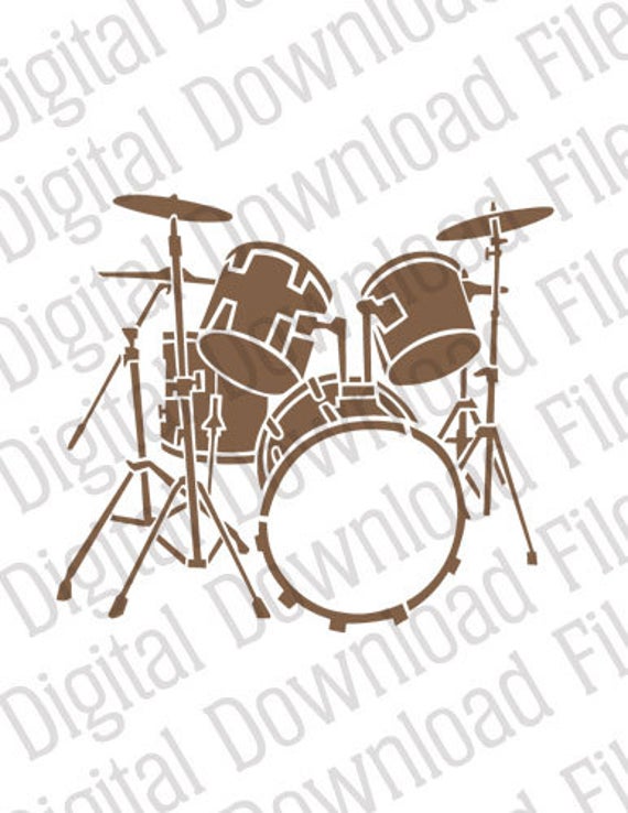 570x738 Vector Stencil Graphic Drum Kit Digital Download Etsy