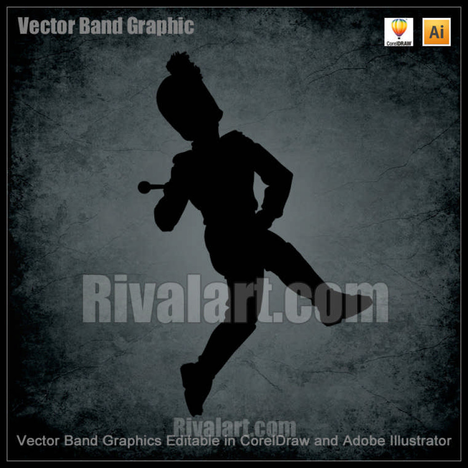 946x946 Marching Band Drum Major Silhouette Clipart