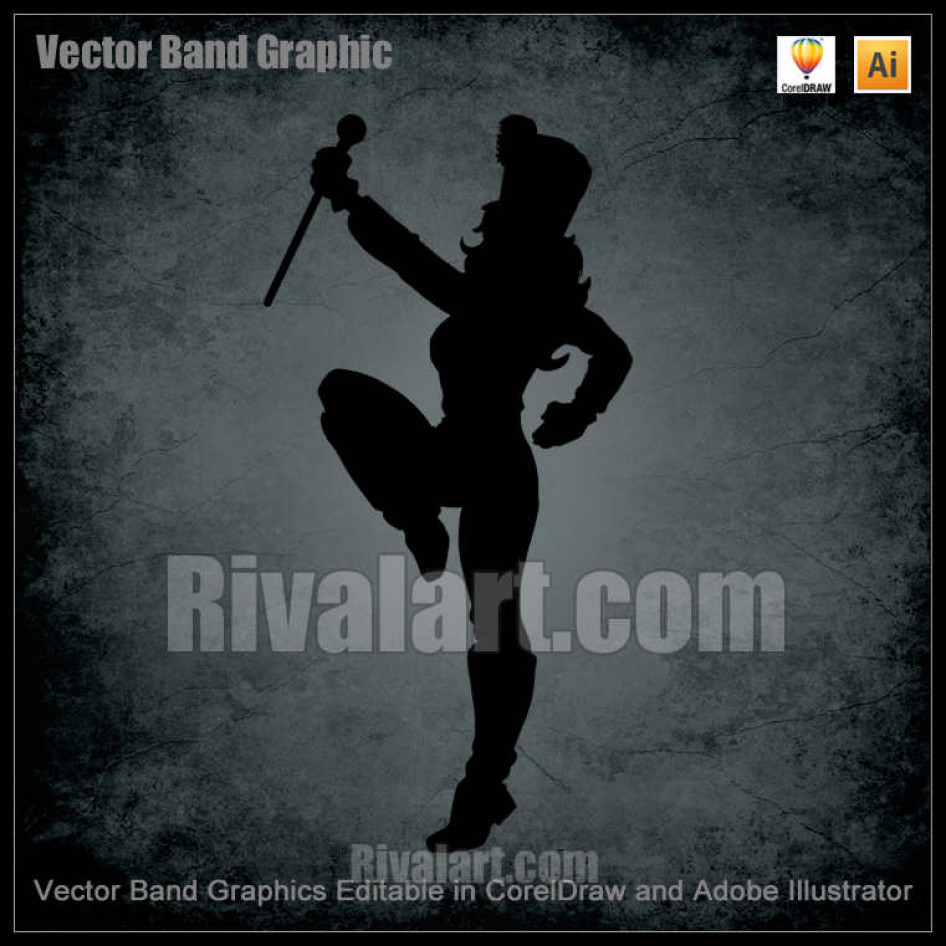 946x946 Marching Band Female Drum Major Silhouette