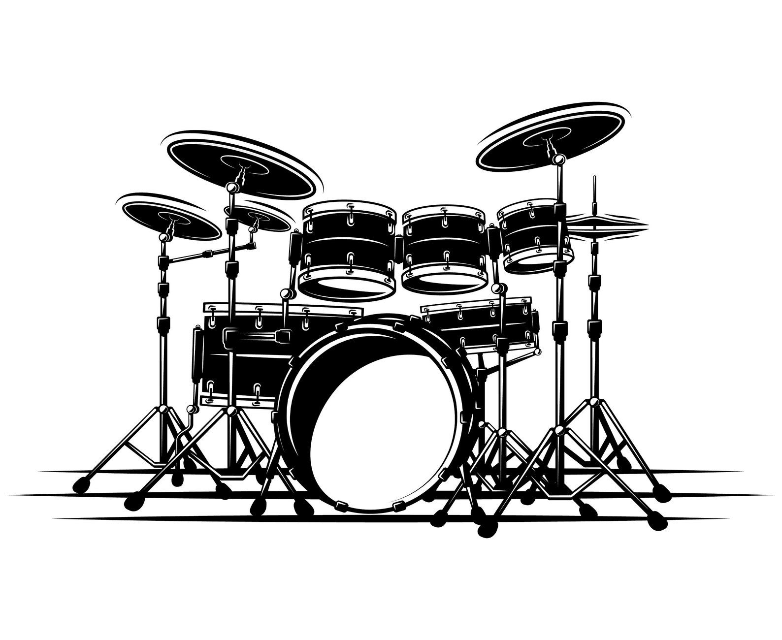 Drum Set Silhouette Vector At Vectorified Com Collection Of Drum Set