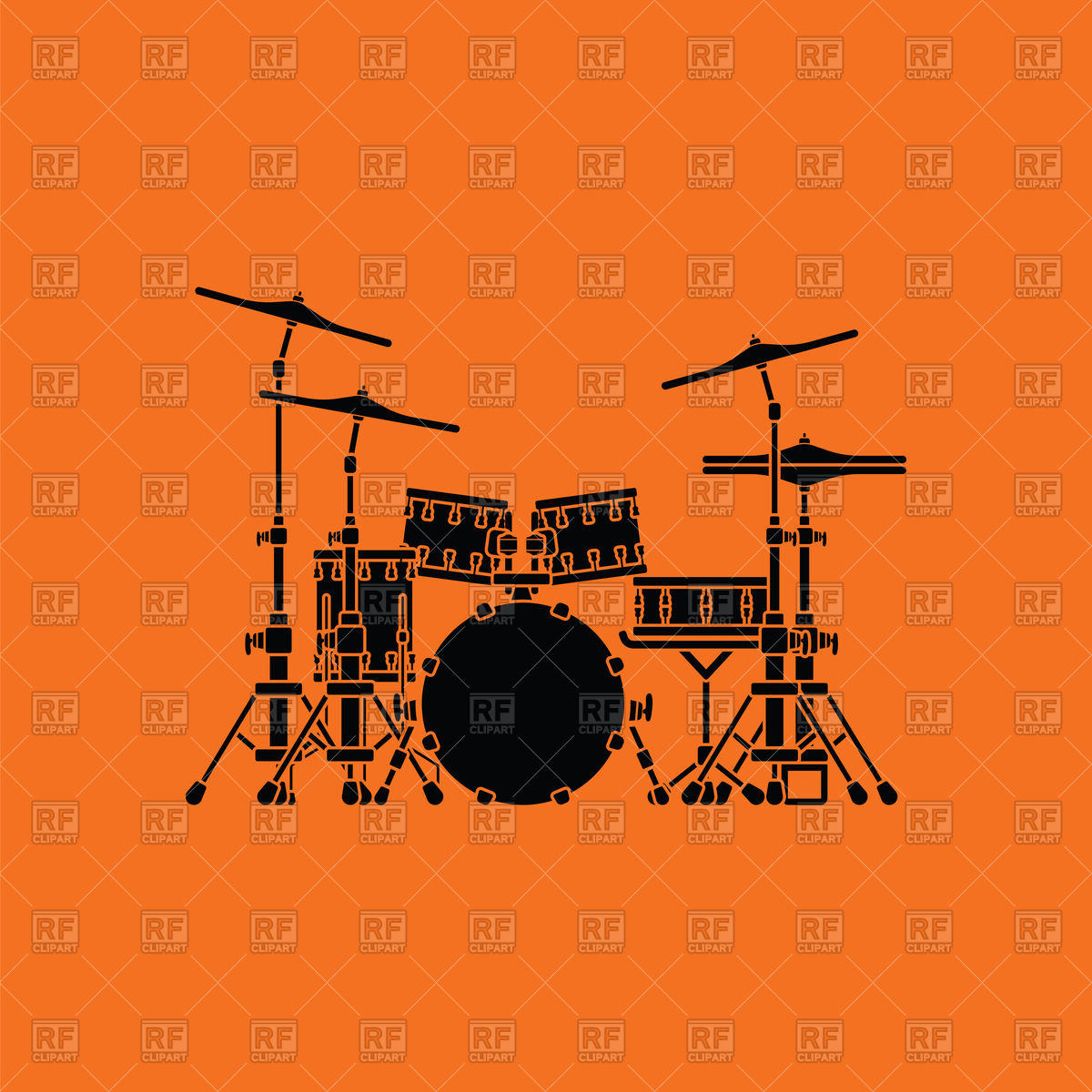 1200x1200 Drum Set Silhouette On Orange Background Vector Image