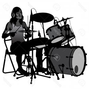 300x300 Photostock Vector Drummer Beating The Drums On Stage Drum Set