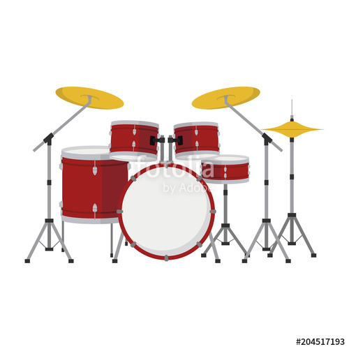 500x500 Vector Illustration Of A Drum Set In Cartoon Style Isolated