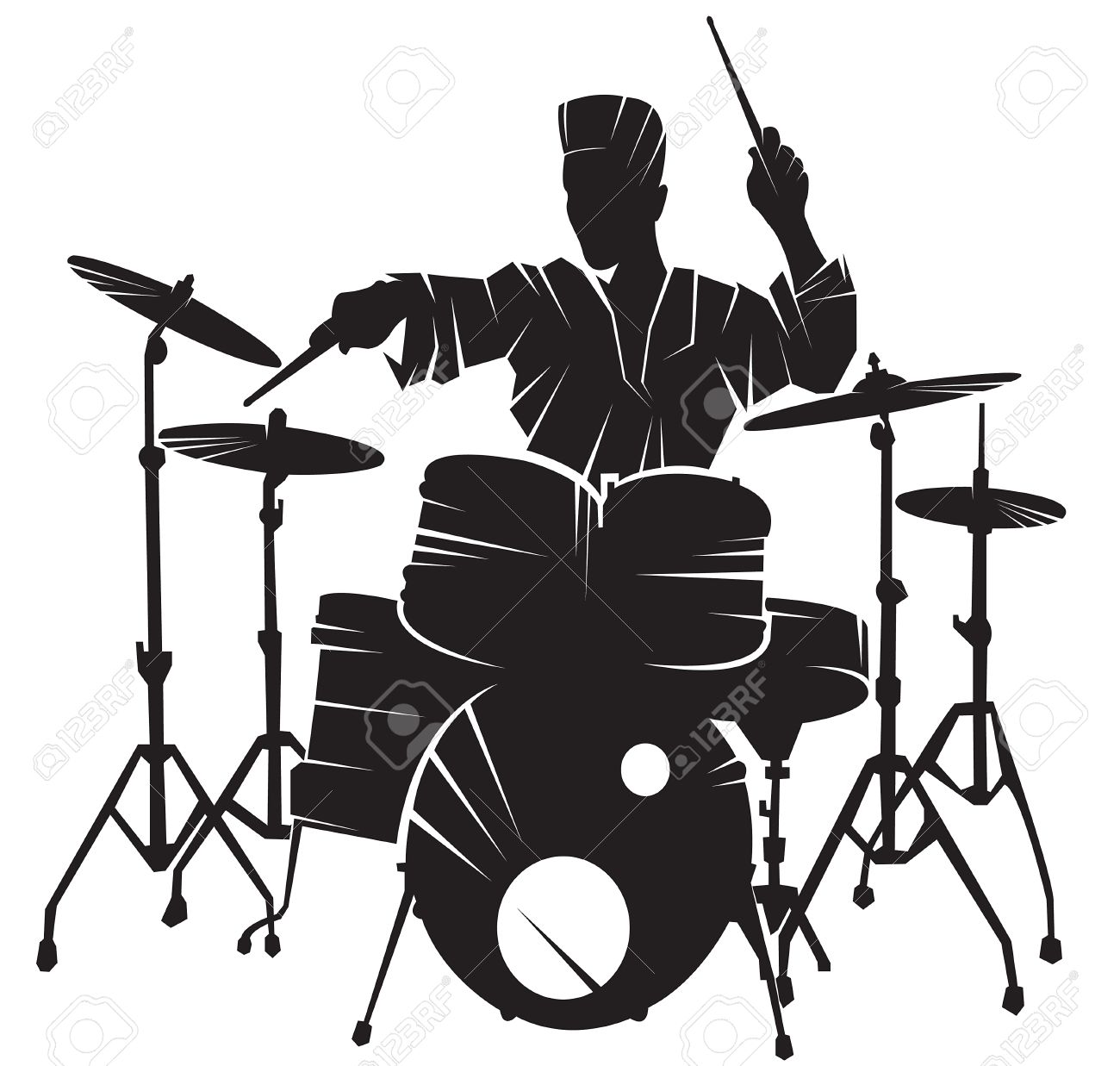 Drum Set Silhouette Vector at Vectorified.com | Collection of Drum Set ...