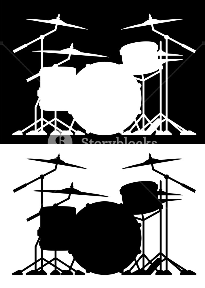 Drum Set Silhouette Isolated Vector Illustration In Both Black 712x1000 Drum Set Silhouette Isolated Vector Illustration In Both Black