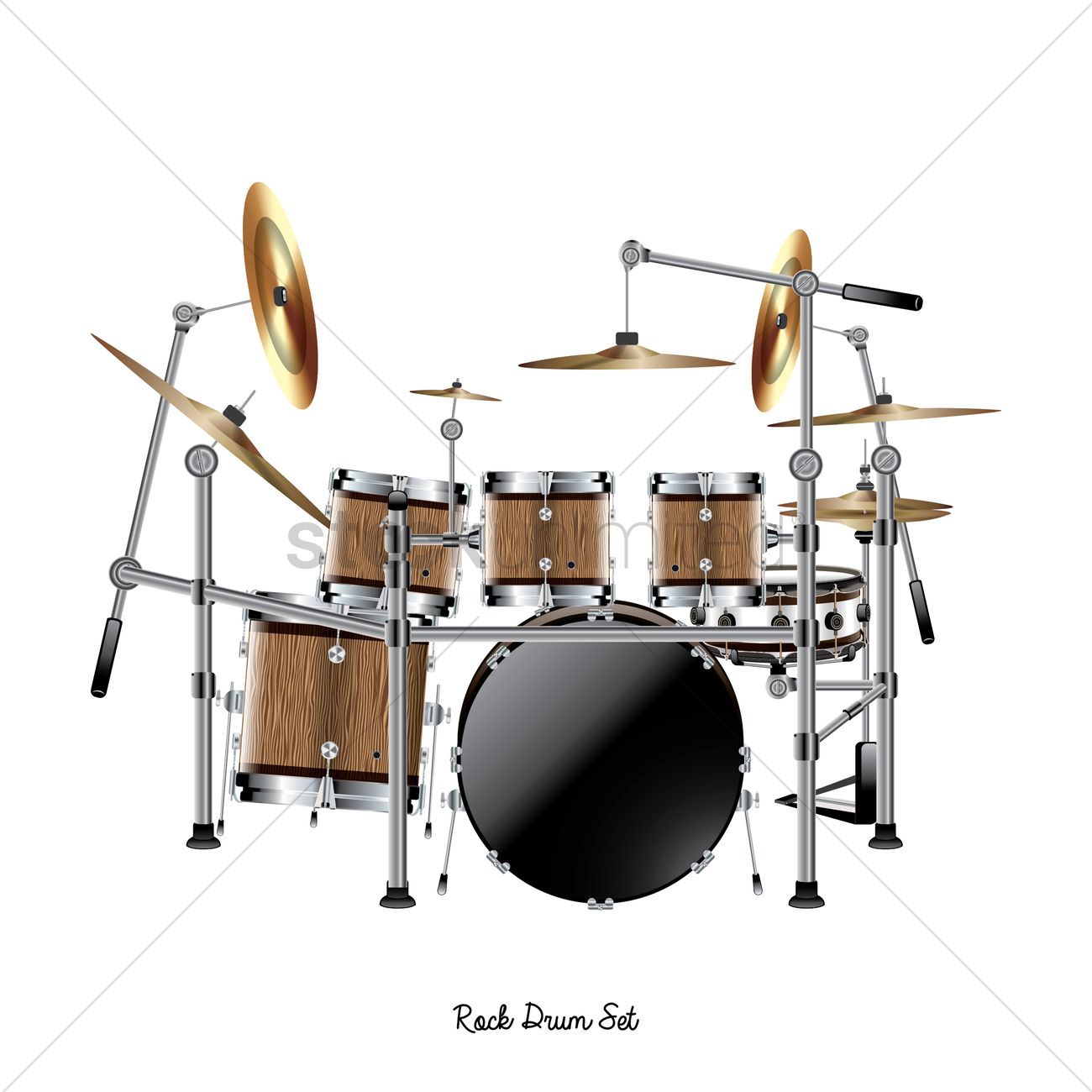 Rock Drum Set Vector Image 1300x1300 Rock Drum Set Vector Image
