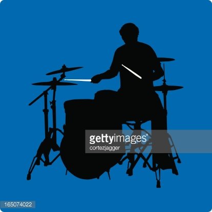 414x414 Drummer Silhouette On Blue