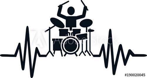 500x266 Drummer Heartbeat Line With Drummer Silhouette