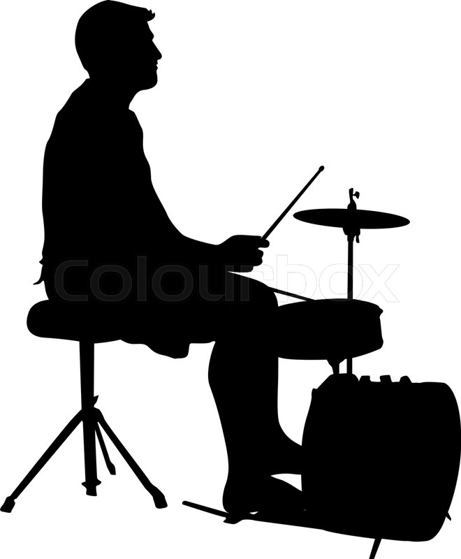 660x800 Silhouette Musician, Drummer On White Stock Vector Colourbox