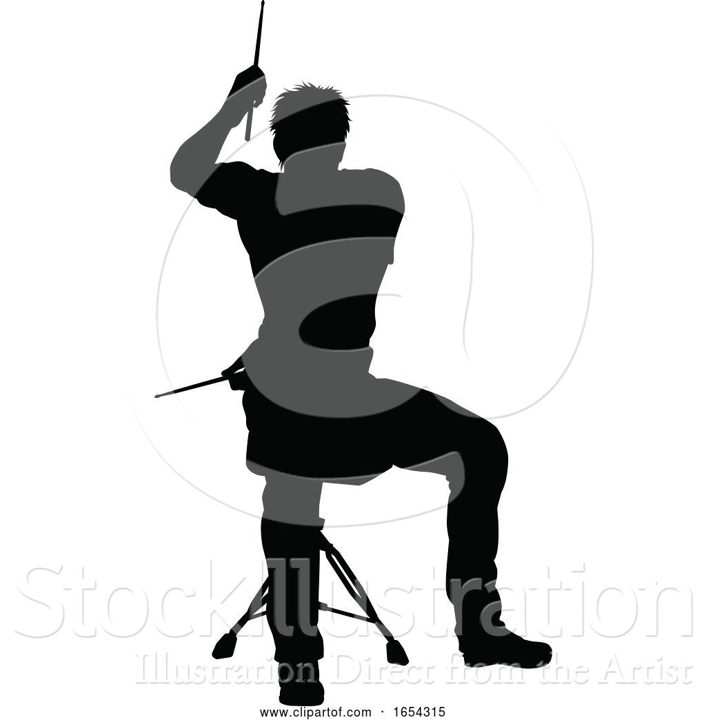1024x1044 Vector Illustration Of Musician Drummer Silhouette