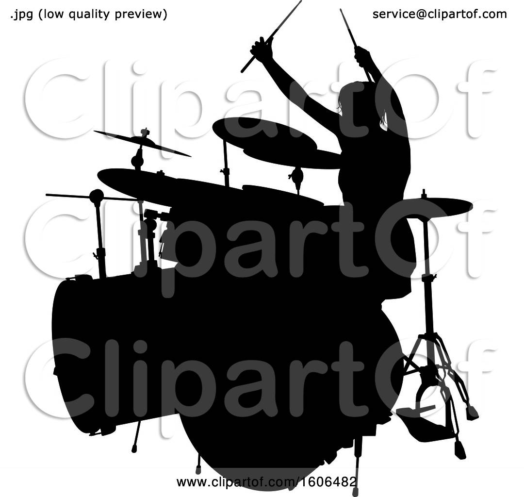1080x1024 Clipart Of A Silhouetted Female Drummer