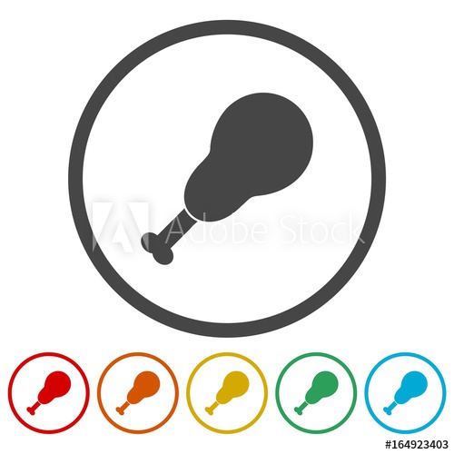 500x500 Chicken Leg Drumstick Vector Icons Set Illustration