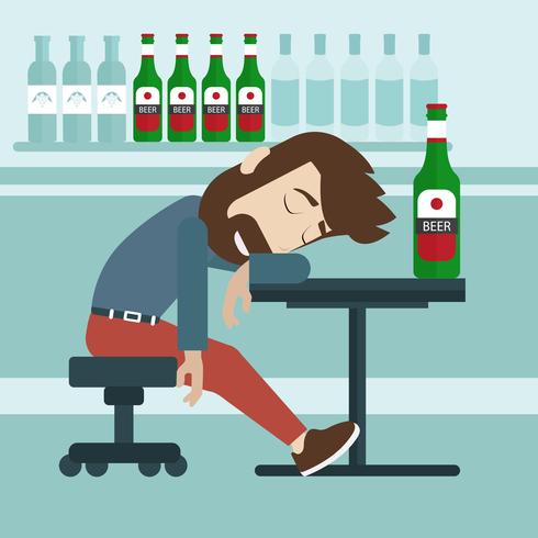 490x490 Drunk Man Fall Asleep In The Pub Flat Vector Illustration