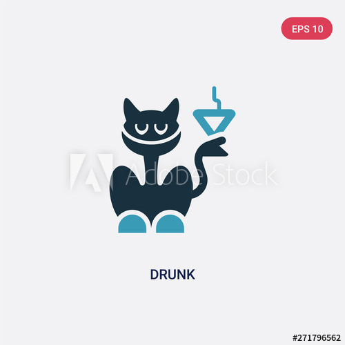 500x500 Two Color Drunk Vector Icon From Animals Concept Isolated Blue