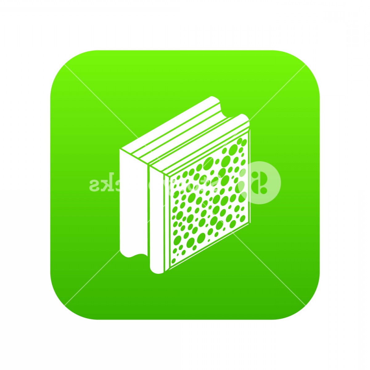 1200x1200 Glass Construction Block Icon Green Vector Isolated On White