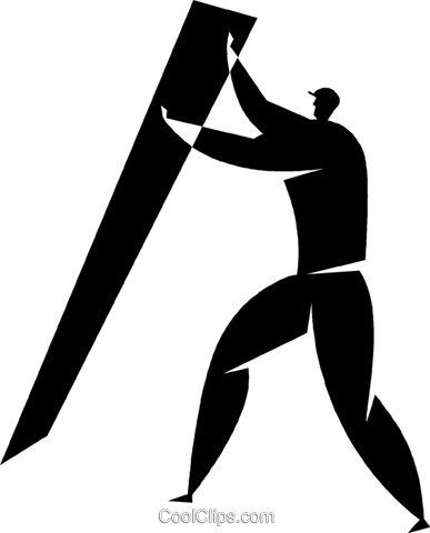 387x480 Person Putting Up Drywall Royalty Free Vector Clip Art