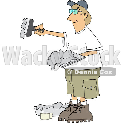 400x400 Clipart Of A Drywall Installer Working