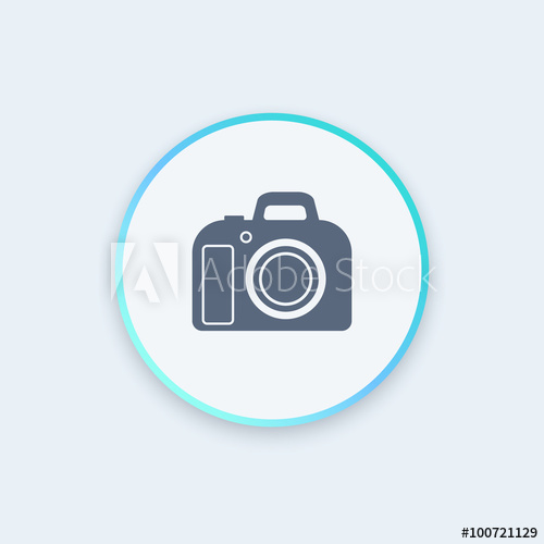 500x500 Dslr Camera Round Icon, Vector Illustration