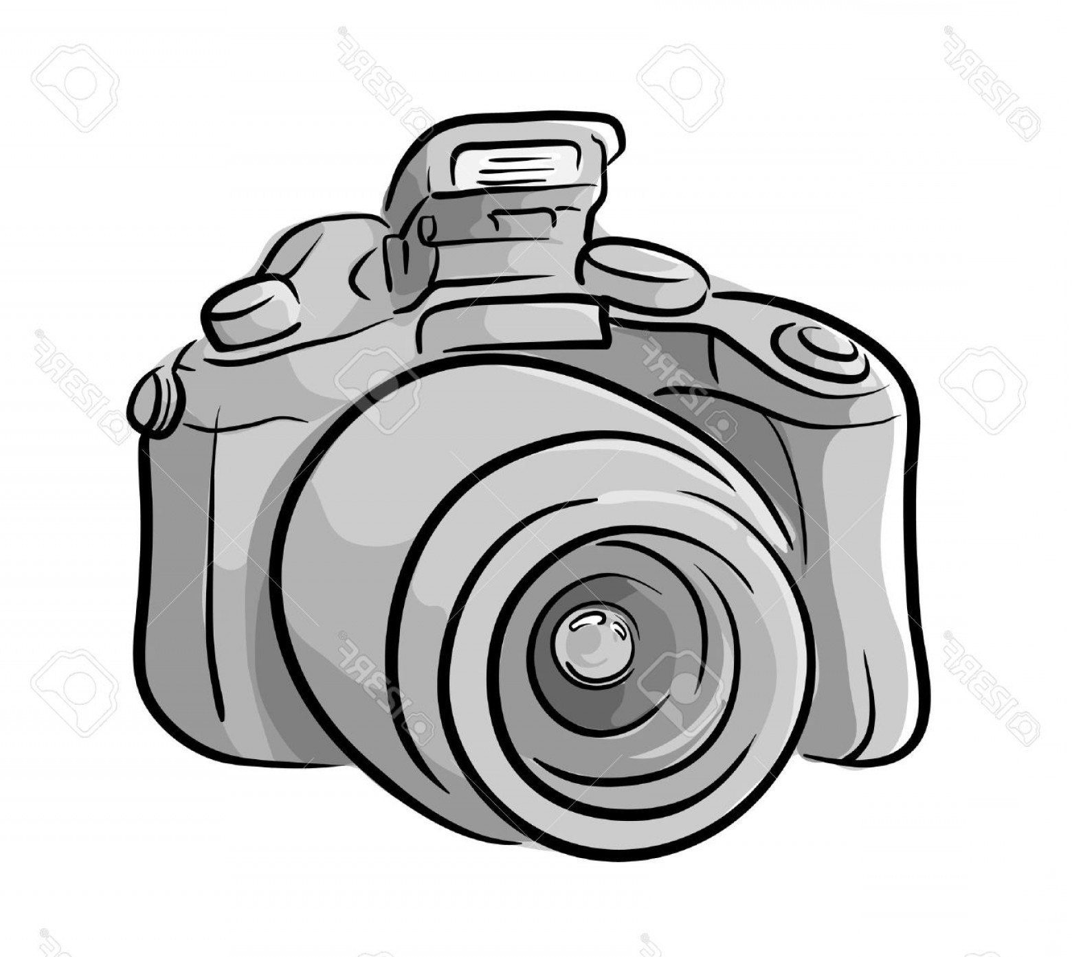 1560x1393 Photostock Vector Dslr Camera A Hand Drawn Vector Illustration
