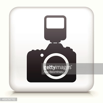 415x415 Royalty Free Vector Icon Button With Dslr Camera And Flash Stock