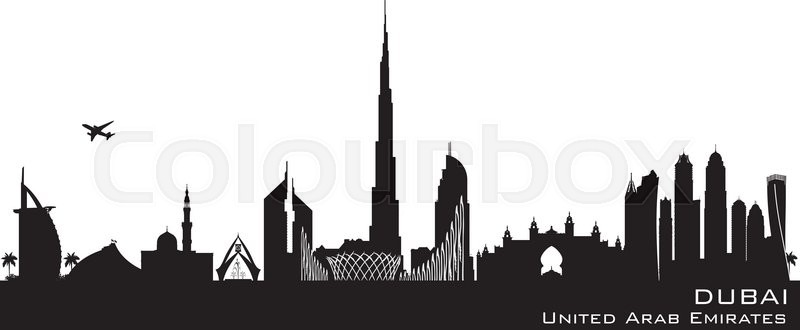 800x330 Dubai Uae Skyline Detailed Vector Stock Vector Colourbox