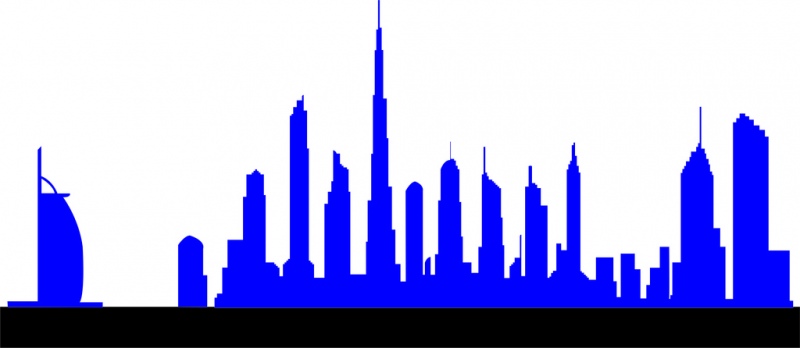 800x348 Dubai Skyline Free Vector Download