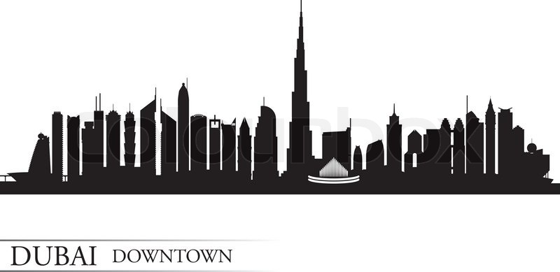 800x389 Dubai Downtown City Skyline Silhouette Stock Vector Colourbox