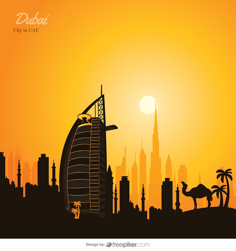 800x851 Freepiker Dubai Skyline Travel Vector