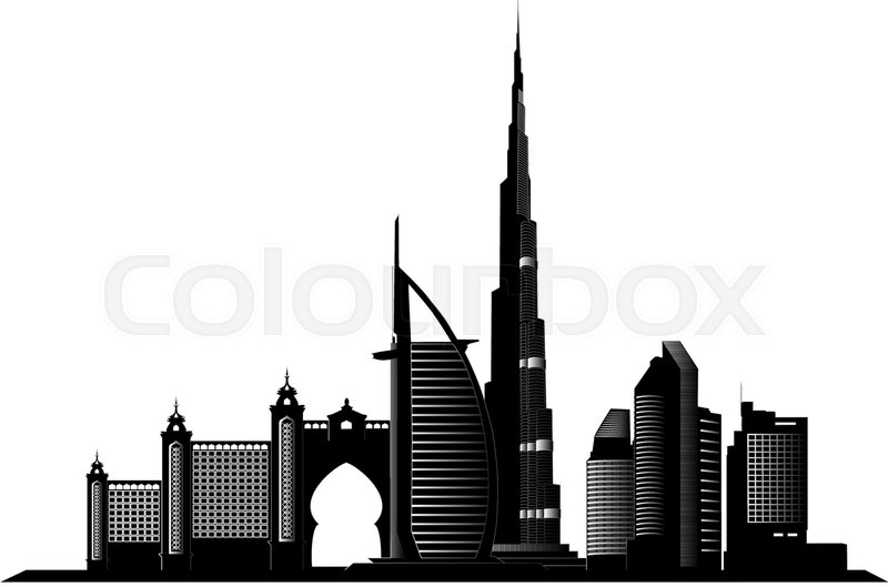 800x529 Vector Skyline Illustration Of Dubai Stock Vector Colourbox