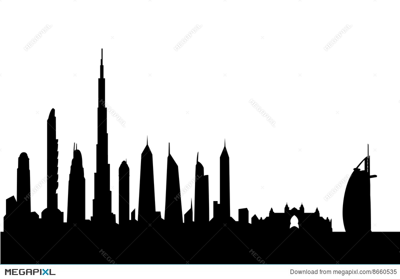 800x558 Dubai Skyline Silhouette Vector Illustration