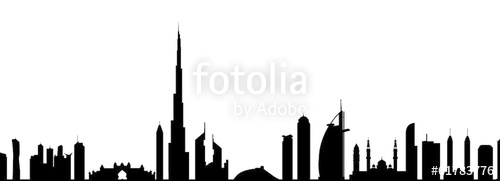 500x181 Dubai Skyline Vector Stock Image And Royalty Free Vector