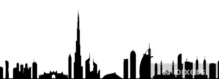 700x253 Dubai Skyline Vector Wall Mural