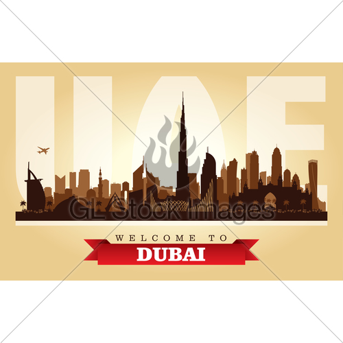500x500 Dubai Uae City Skyline Vector Silhouette Gl Stock Images
