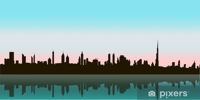 700x350 Dubai Vector Skyline Wall Mural