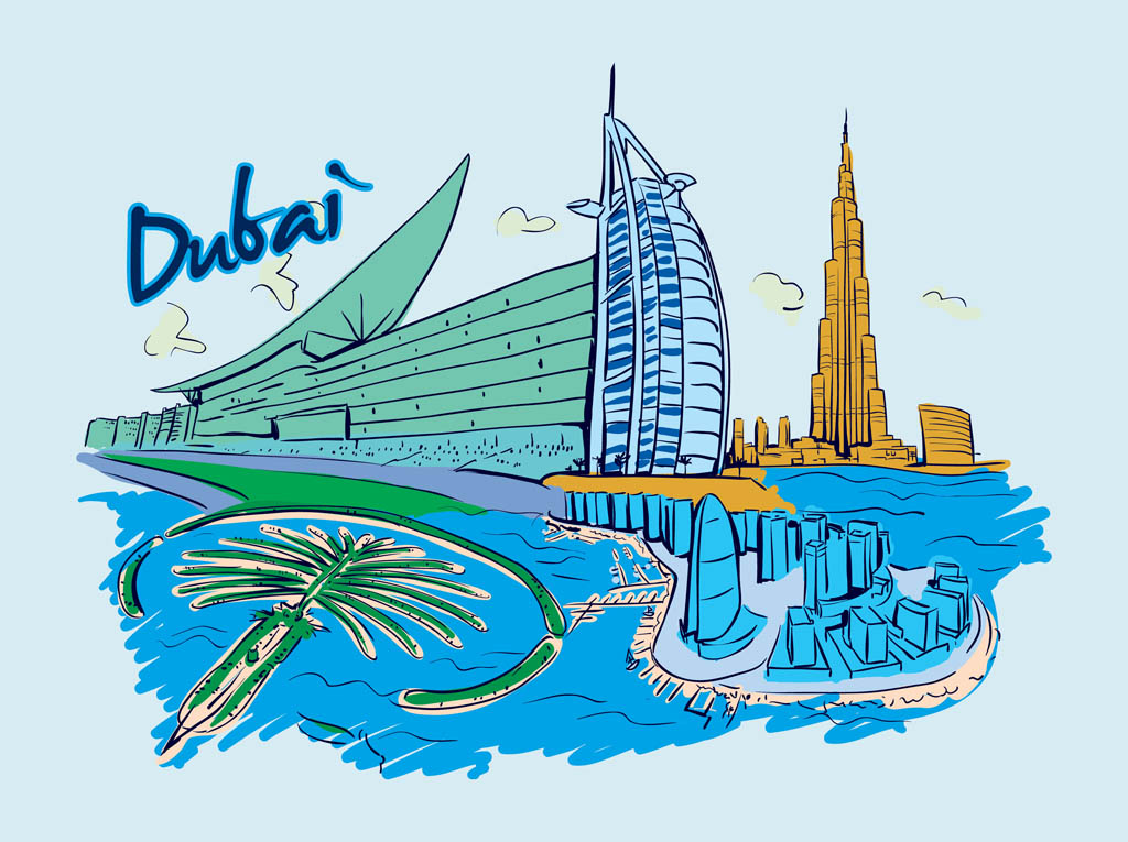 1024x765 Dubai Vector Vector Art Graphics