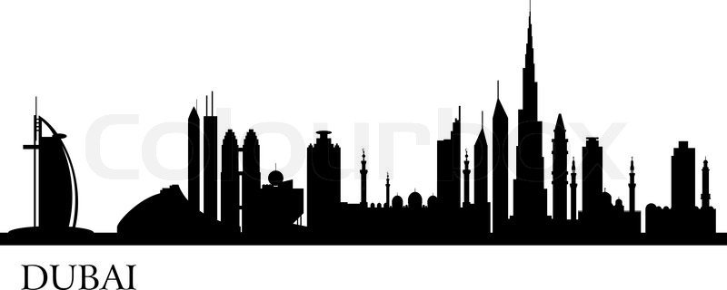 800x320 Dubai City Silhouette Vector Skyline Stock Vector Colourbox