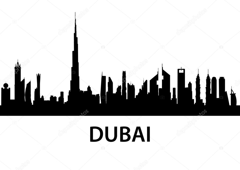 1024x724 Dubai Skyline Silhouette Vector
