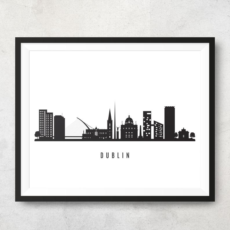 794x794 Dublin Skyline Printable Dublin Black White Wall Art Etsy