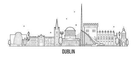 450x190 Dublin Skyline Ireland Vector Big City Buildings Royalty Free
