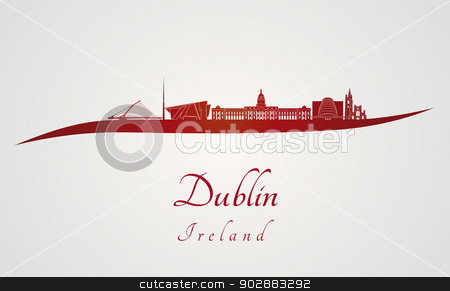 450x291 Dublin Skyline In Red Stock Vector