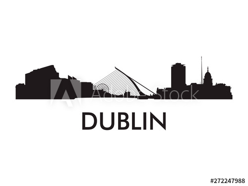 500x375 Dublin Skyline Silhouette Vector Of Famous Places